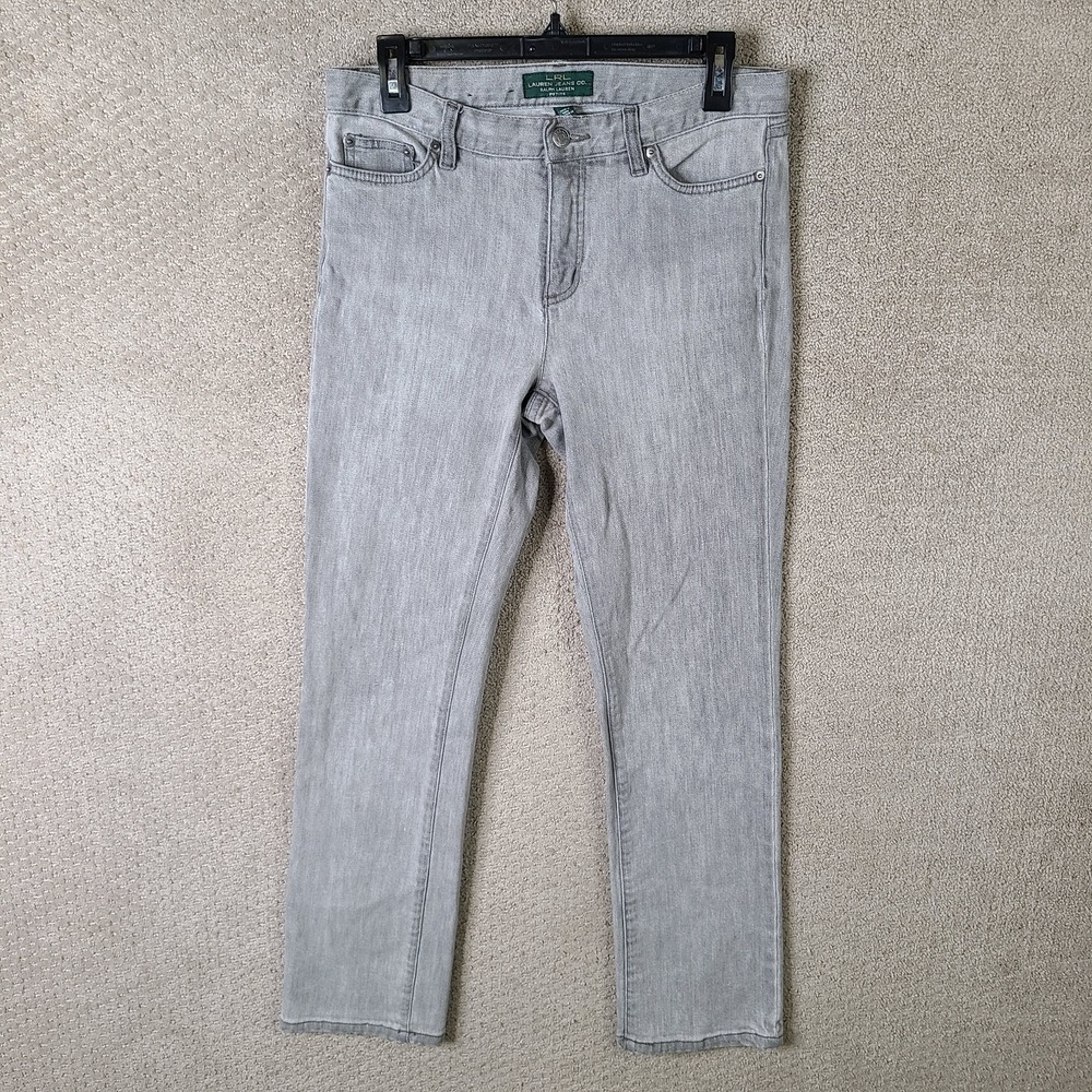 Lauren Ralph Lauren Jeans Womens 6P Gray Classic Straight Mid Rise Denim Stretch